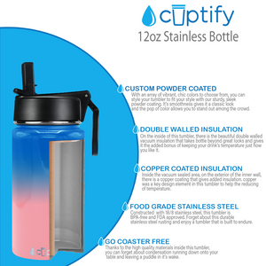 12oz Bubble Gum Ombre Wide Mouth Water Bottle With Straw Lid