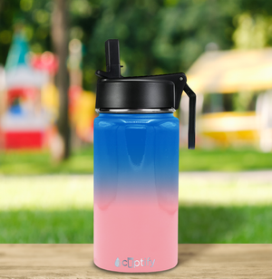 12oz Bubble Gum Ombre Wide Mouth Water Bottle With Straw Lid