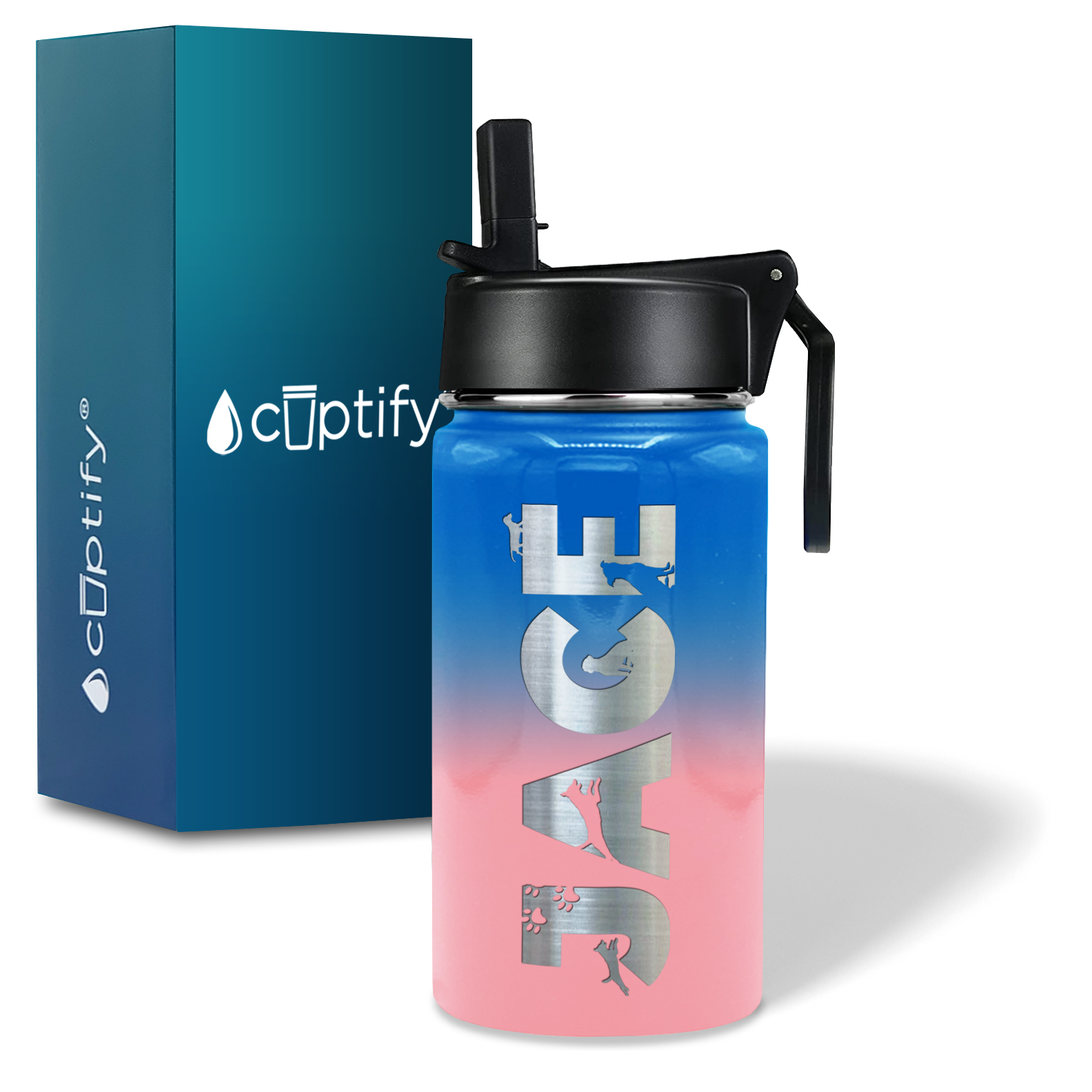 Boys Personalized Bubble Gum Ombre 12oz Wide Mouth Water Bottle