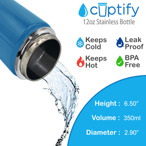 Cuptify Personalized Laser Engraved on Baby Blue Gloss 12 oz Sports Bottle