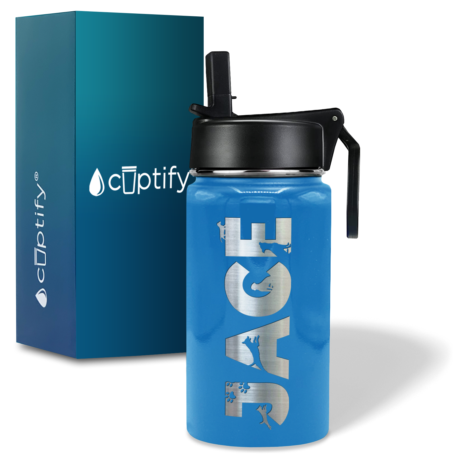 Boys Personalized Baby Blue Gloss 12oz Wide Mouth Water Bottle