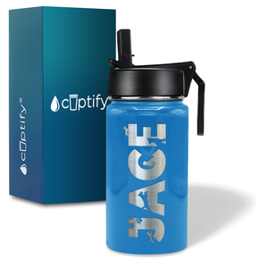 Boys Personalized Baby Blue Gloss 12oz Wide Mouth Water Bottle
