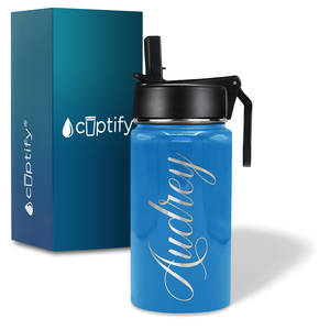 Cuptify Personalized Laser Engraved on Baby Blue Gloss 12 oz Sports Bottle