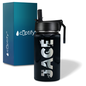Boys Personalized Black Gloss 12oz Wide Mouth Water Bottle
