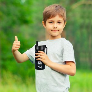 Boys Personalized Black Gloss 12oz Wide Mouth Water Bottle
