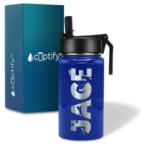 Boys Personalized Blue Gloss 12oz Wide Mouth Water Bottle