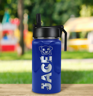 Boys Personalized Blue Gloss 12oz Wide Mouth Water Bottle