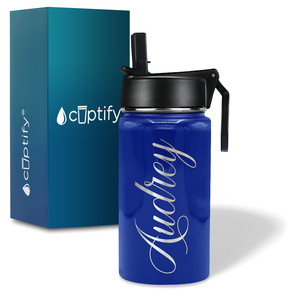 Cuptify Personalized Laser Engraved on Blue Gloss 12 oz Sports Bottle