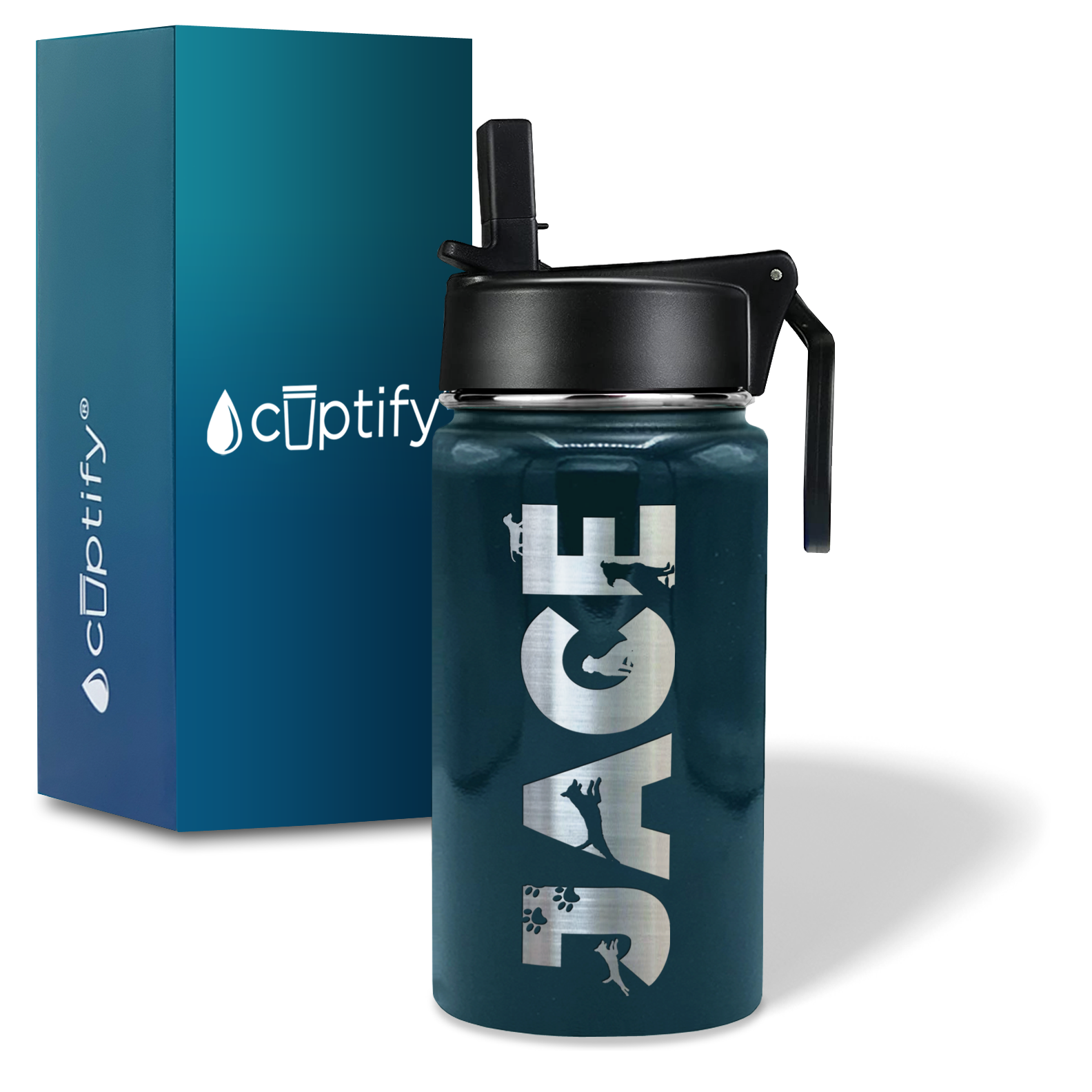 Boys Personalized Blue Sea Gloss 12oz Wide Mouth Water Bottle