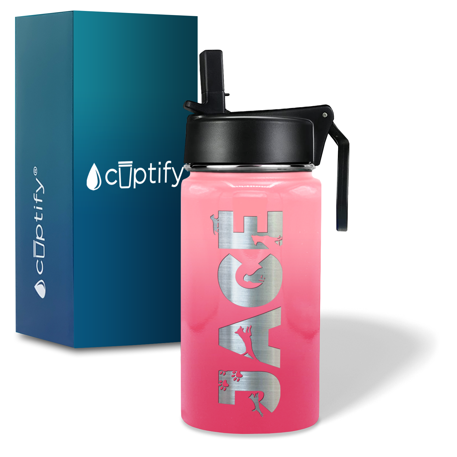 Boys Personalized Blossom Ombre 12oz Wide Mouth Water Bottle