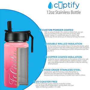 Cuptify Personalized Laser Engraved on Blossom Ombre 12 oz Sports Bottle