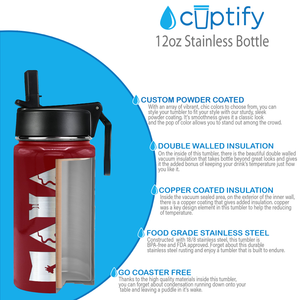 Girls Personalized Blood Red Gloss 12oz Wide Mouth Water Bottle