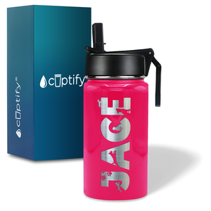 Boys Personalized Hot Pink Gloss 12oz Wide Mouth Water Bottle