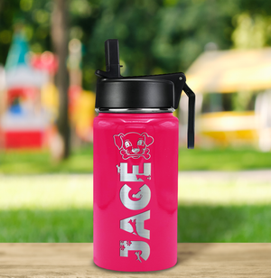 Boys Personalized Hot Pink Gloss 12oz Wide Mouth Water Bottle