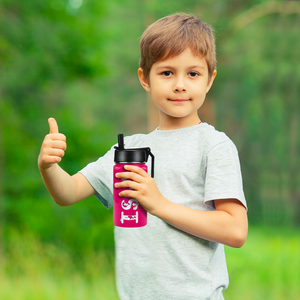 Girls Personalized Bright Pink Gloss 12oz Wide Mouth Water Bottle