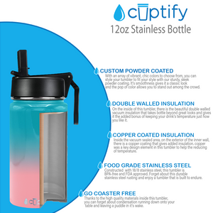 12oz Cotton Candy Ombre Wide Mouth Water Bottle With Straw Lid