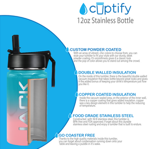 Boys Personalized Cotton Candy Ombre 12oz Wide Mouth Water Bottle