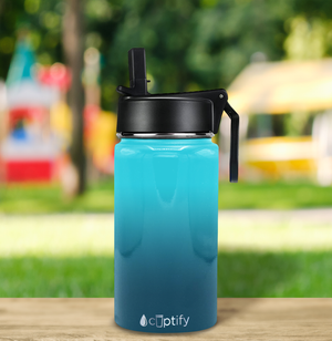 12oz Deep Sea Ombre Wide Mouth Water Bottle With Straw Lid