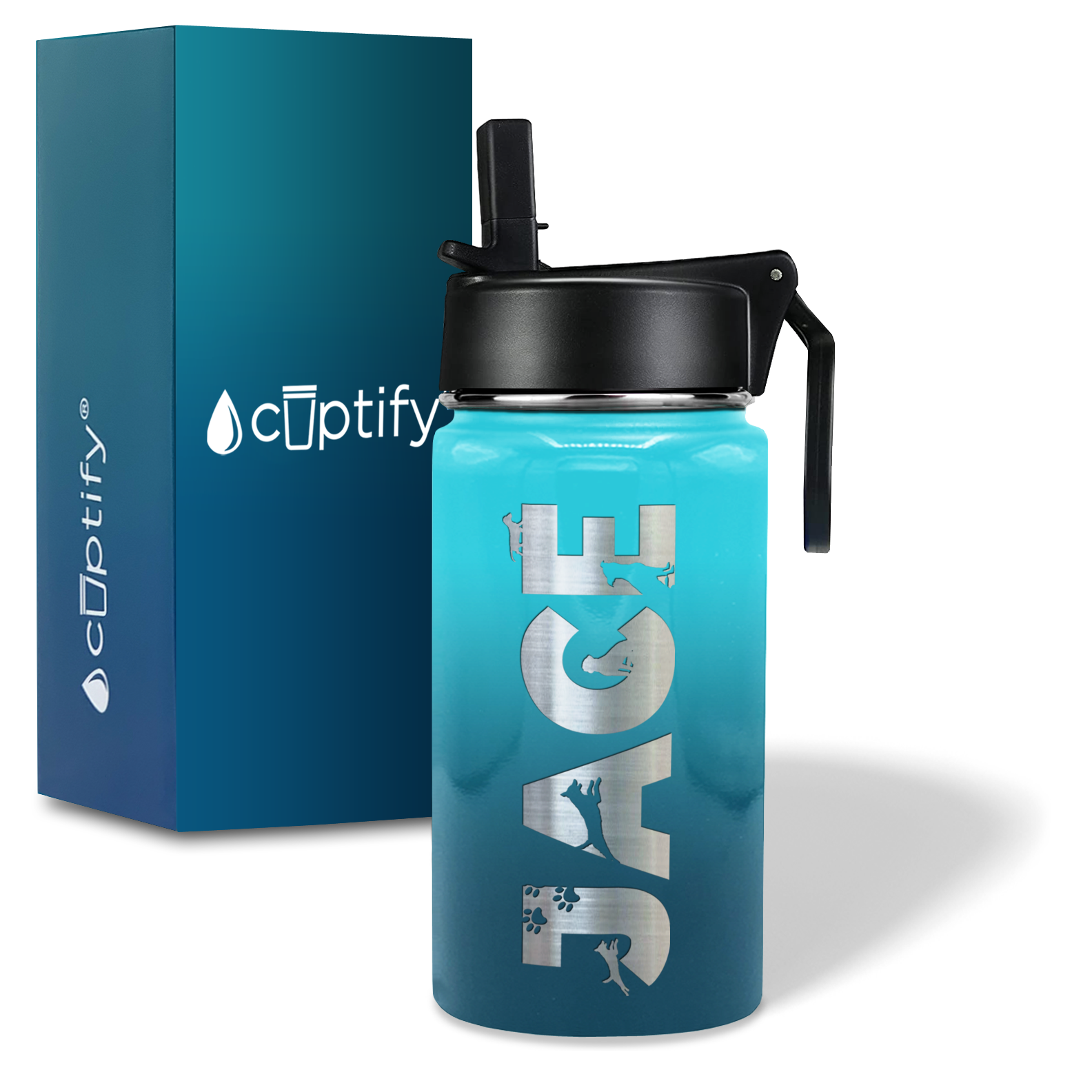 Boys Personalized Deep Sea Ombre 12oz Wide Mouth Water Bottle