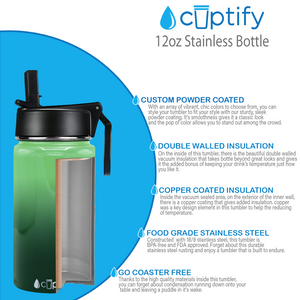 12oz Everglades Ombre Wide Mouth Water Bottle With Straw Lid