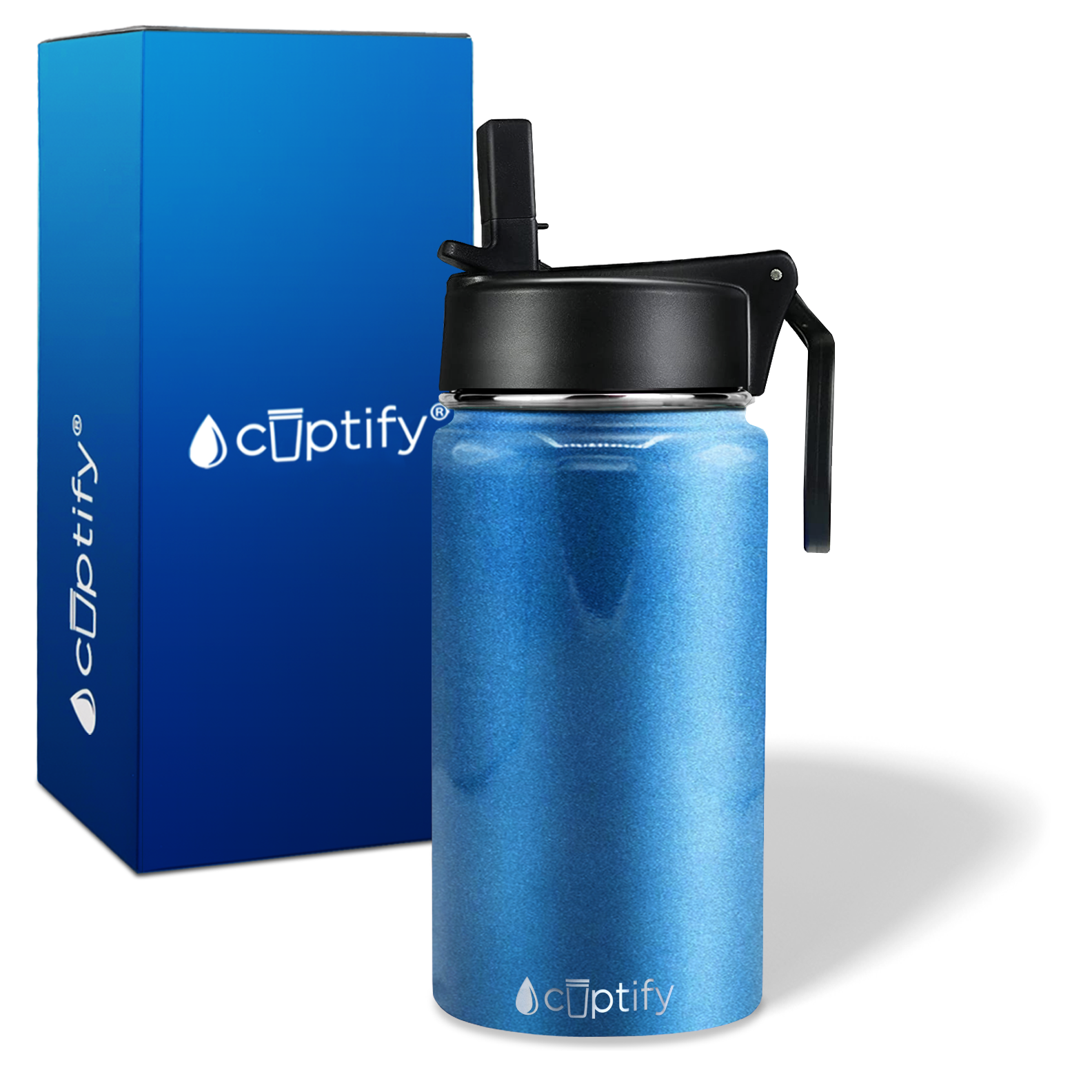 Baby Blue Glitter 12oz Wide Mouth Water Bottle