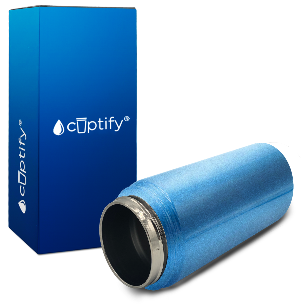 Personalized Baby Blue Glitter 12oz Wide Mouth Water Bottle