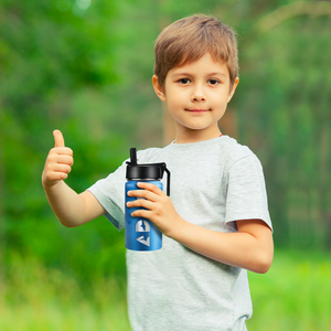 Boys Personalized Baby Blue Glitter 12oz Wide Mouth Water Bottle
