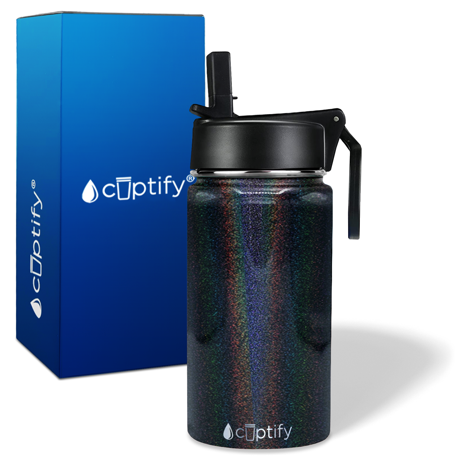 Black Glitter 12oz Wide Mouth Water Bottle