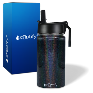 Personalized Black Glitter 12oz Wide Mouth Water Bottle