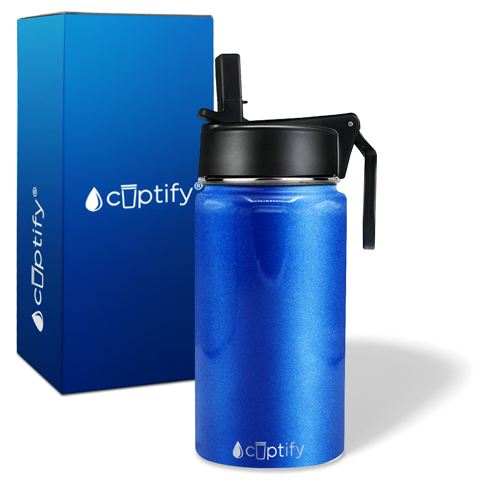 Blue Glitter 12oz Wide Mouth Water Bottle