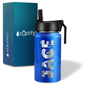 Boys Personalized Blue Glitter 12oz Wide Mouth Water Bottle