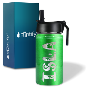 Girls Personalized Emerald Green Glitter 12oz Wide Mouth Water Bottle