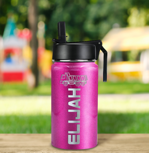Boys Personalized Hot Pink Glitter 12oz Wide Mouth Water Bottle