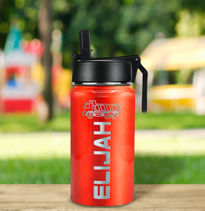Boys Personalized Orange Glitter 12oz Wide Mouth Water Bottle