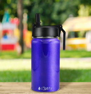 Cuptify Personalized Laser Engraved on Purple Glitter 12 oz Sports Bottle
