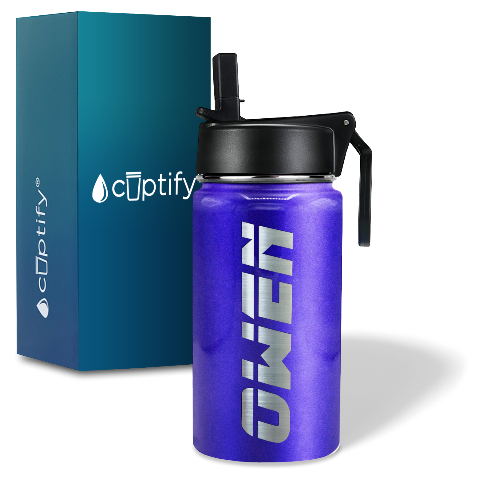 Boys Personalized Purple Glitter 12oz Wide Mouth Water Bottle