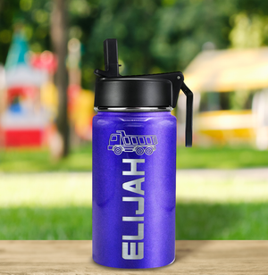 Boys Personalized Purple Glitter 12oz Wide Mouth Water Bottle