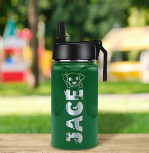 Boys Personalized Green Gloss 12oz Wide Mouth Water Bottle