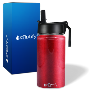 Personalized Red Ruby Glitter 12oz Wide Mouth Water Bottle