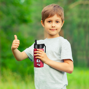 Boys Personalized Ruby Red Glitter 12oz Wide Mouth Water Bottle