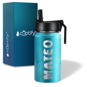 Boys Personalized Seafoam Glitter 12oz Wide Mouth Water Bottle