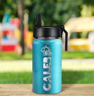 Boys Personalized Seafoam Glitter 12oz Wide Mouth Water Bottle