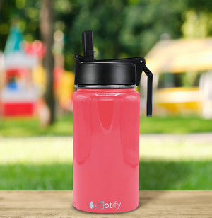 12oz Guava Gloss Wide Mouth Water Bottle With Straw Lid