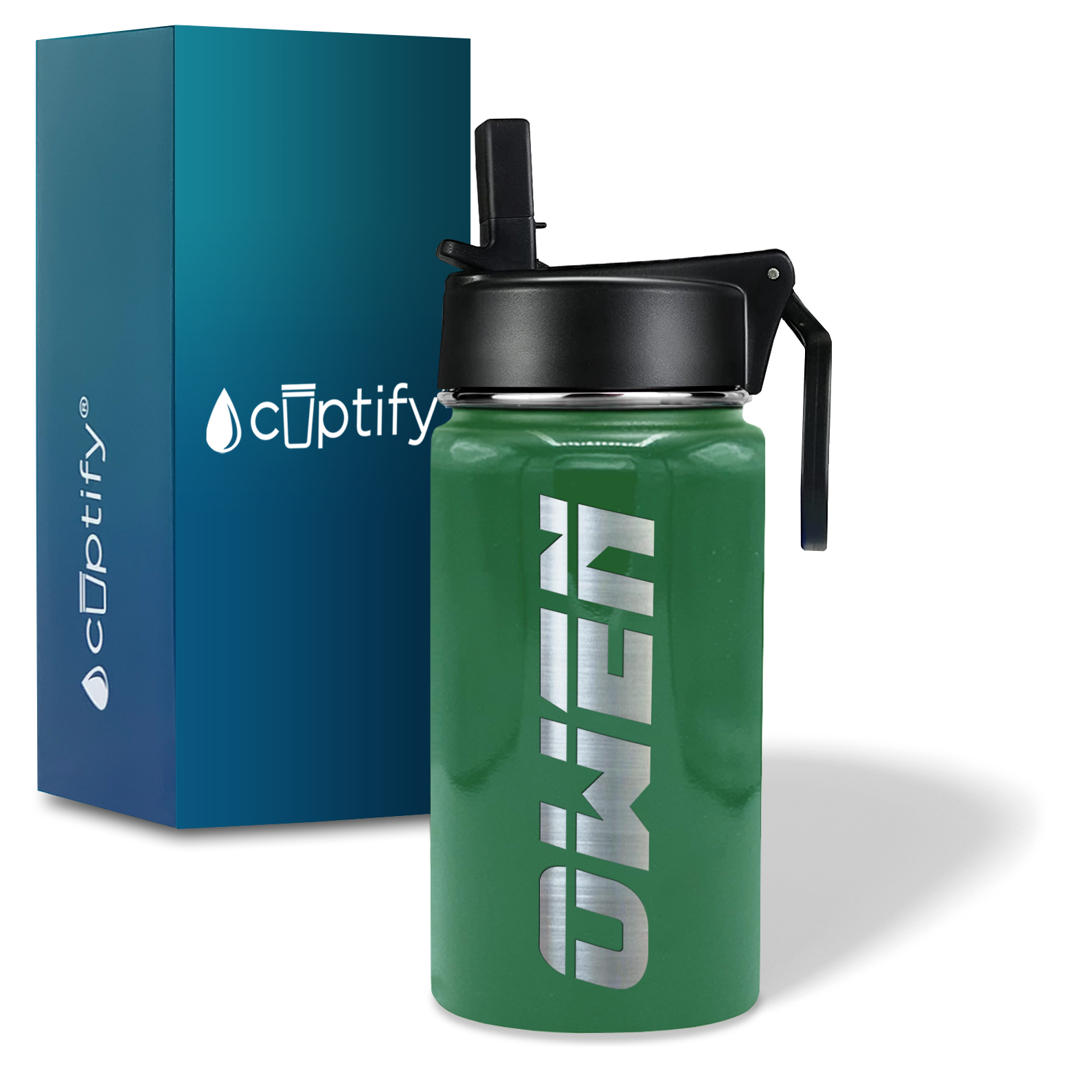 Boys Personalized Kelly Green Gloss 12oz Wide Mouth Water Bottle