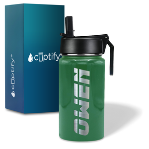 Boys Personalized Kelly Green Gloss 12oz Wide Mouth Water Bottle