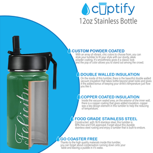 Cuptify Personalized Laser Engraved on Kelly Green Gloss 12 oz Sports Bottle