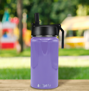 12oz Lavender Gloss Wide Mouth Water Bottle With Straw Lid
