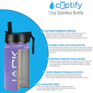 Boys Personalized Lavender Gloss 12oz Wide Mouth Water Bottle