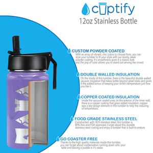 Girls Personalized Lavender Gloss 12oz Wide Mouth Water Bottle