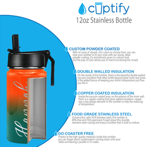 Cuptify Personalized Laser Engraved on Miami Ombre 12 oz Sports Bottle